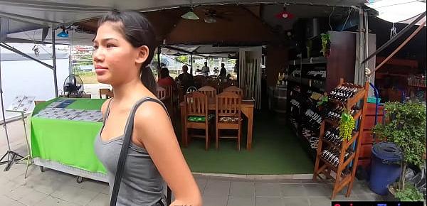  Petite amateur Asian teen with her boyfriend out for lunch